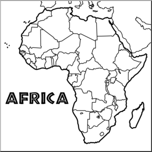 Clip Art: Africa Map B&W Blank I abcteach.com.