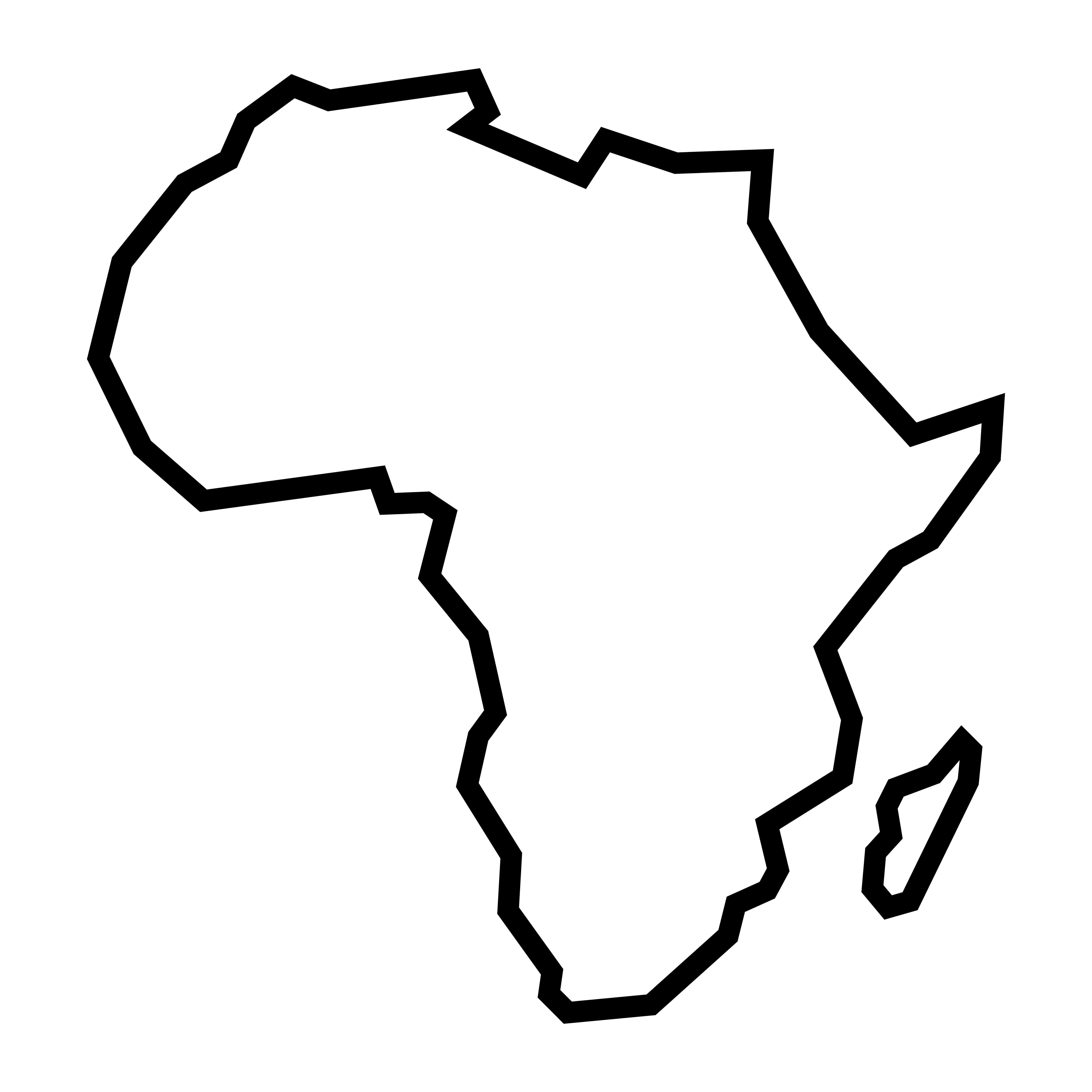 Africa Continent Outline Free Vector Art.