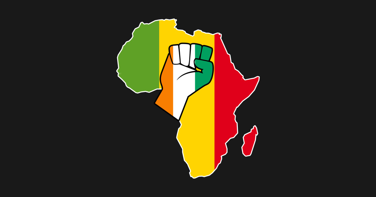 Ivory Coast Côte d’Ivoire flag Africa map raised fist by teezerland.