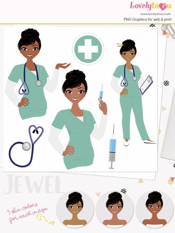Woman nurse character clipart, healthcare illustration.
