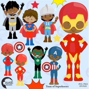 Superhero Kids Clipart, African American Clipart AMB.