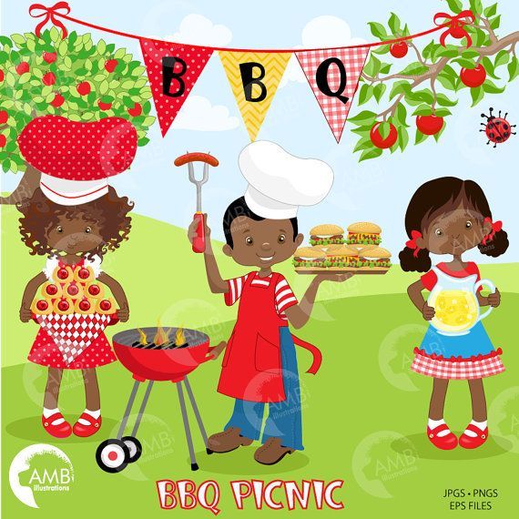BBQ clipart, Picnic clipart, Backyard Barbecue Bbq party.