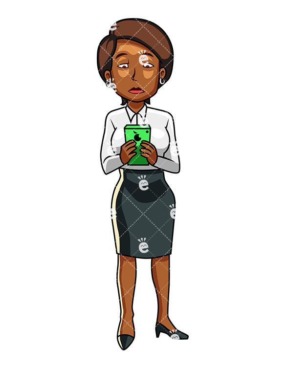 A Black Business Woman Using A Smartphone.