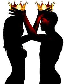 African American Couple Silhouette.