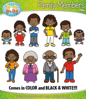 African American Family Characters Clipart {Zip.