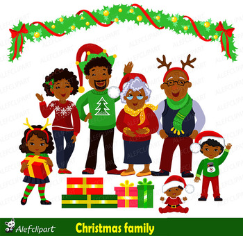 Christmas Family Clipart, Family African American, Christmas Clip Art.