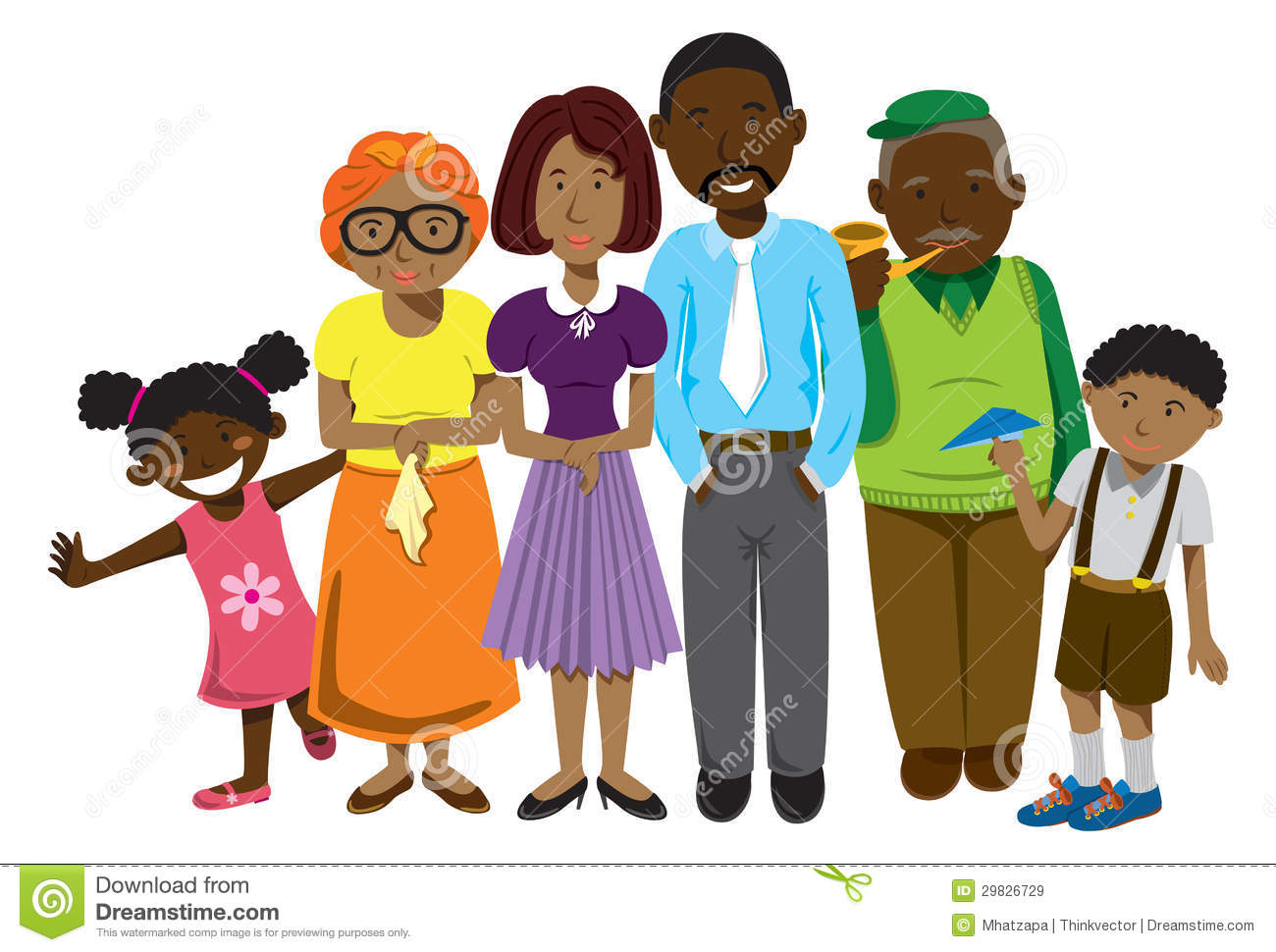 African American Family And Friends Clipart.