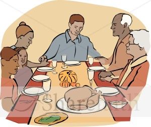 African American Family at Thanksgiving.