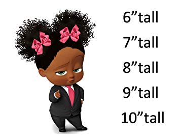 African American Black Suit Boss Baby Afro Puffs Girl Cake Edible Image  Frosting Sheet Cake.