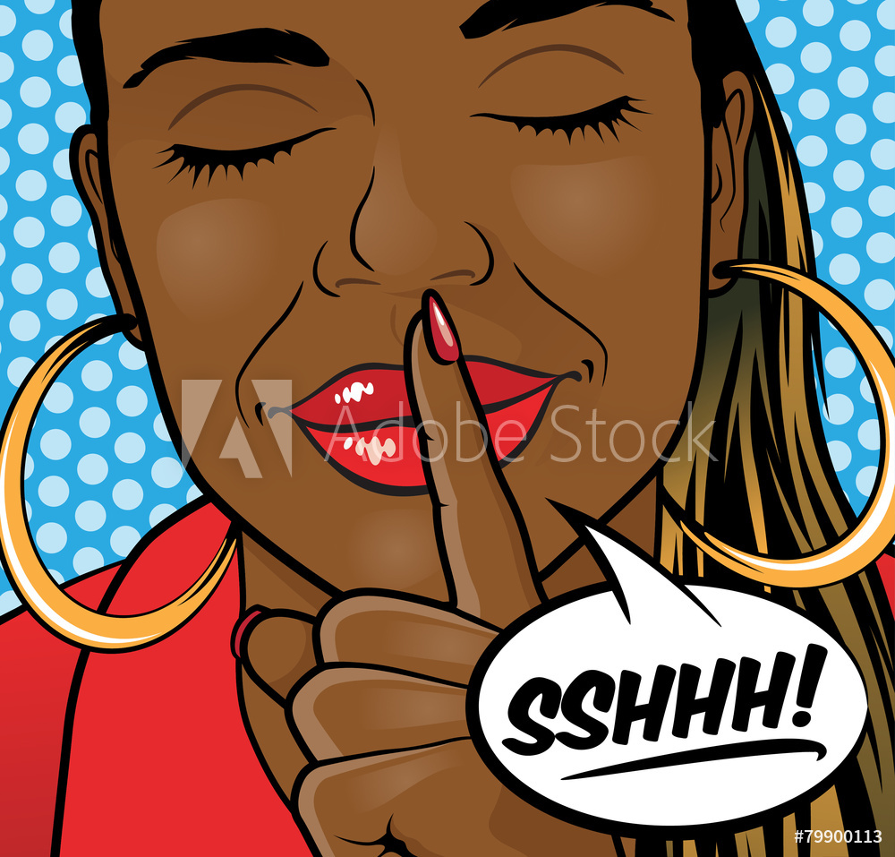 Photo & Art Print Pop Art African American Girl Sshhh Lips.