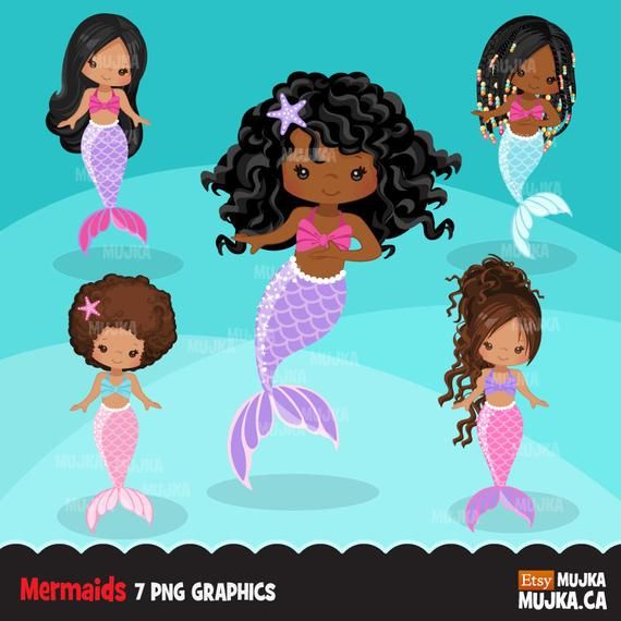 Mermaid clipart, pastel mermaid graphics, card making, planner.