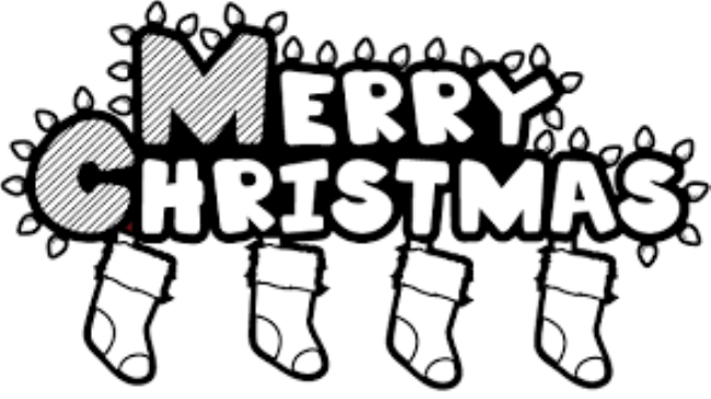 Art gallery Merry Christmas Clipart 2019 Black and white.