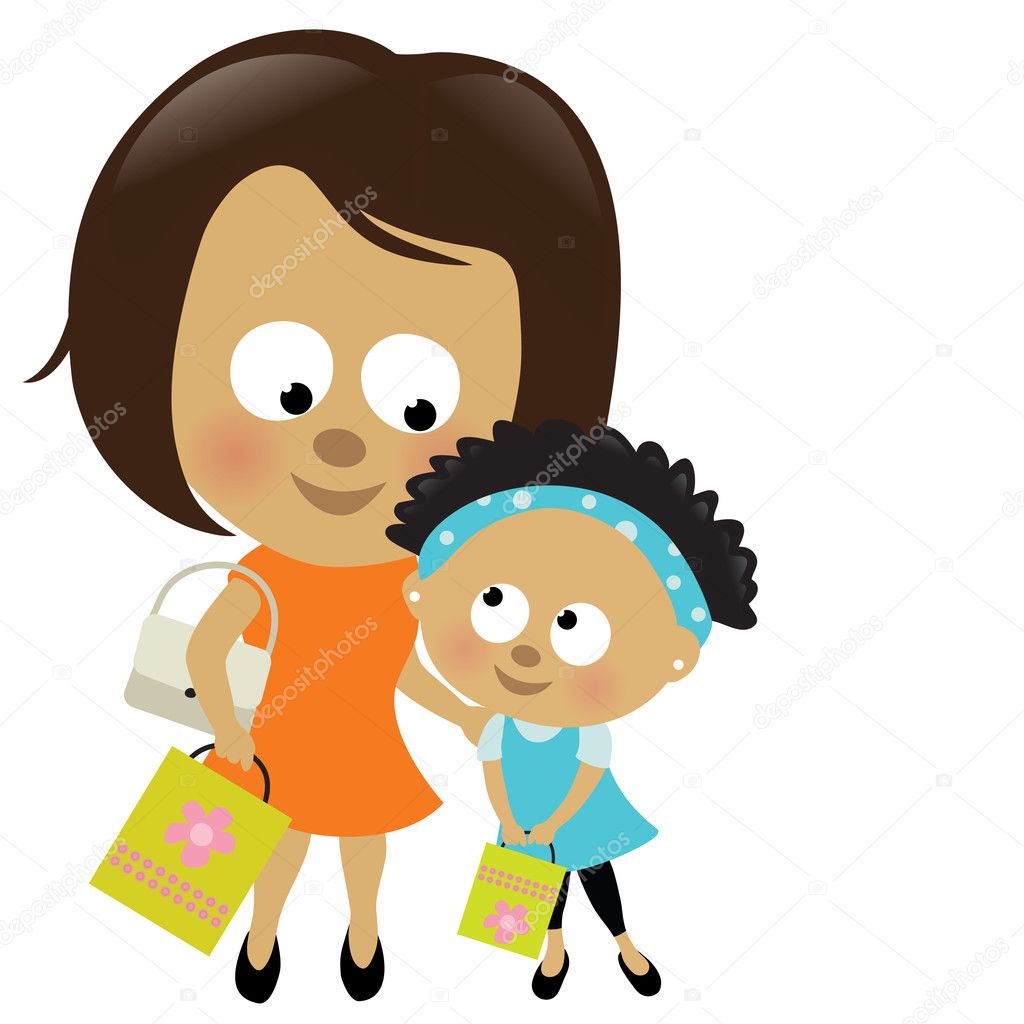 Clipart: african american mother and daughter.