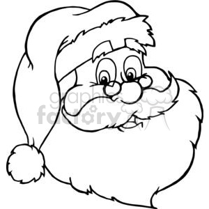 Black and White Classic Santa Claus Head clipart. Royalty.