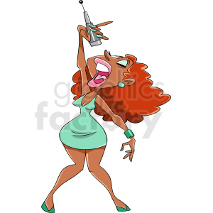 African American woman singer cartoon clipart. Royalty.