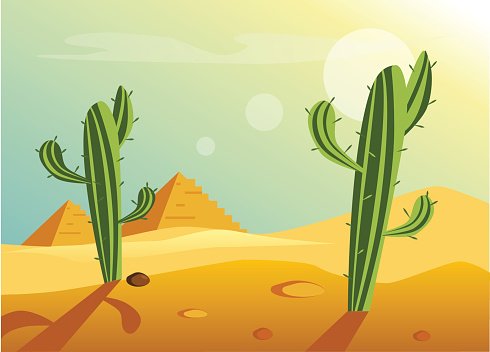 African Desert Landscape Clipart Image.