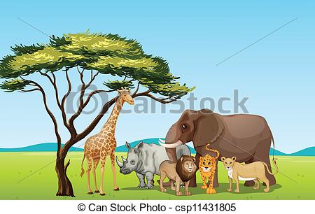 Vector Clipart of African animals.