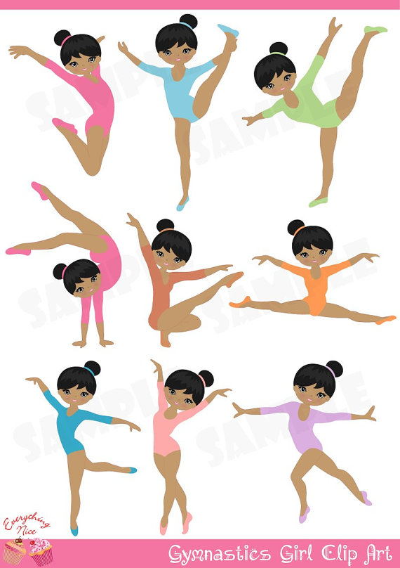 Afro Gymnastics / Gymnast Girl Clip Art.