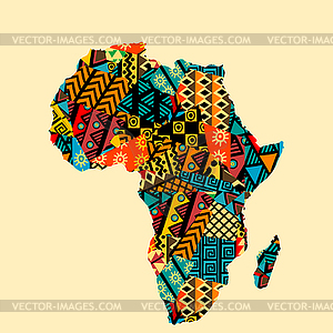 Africa map with ethnic motifs pattern.