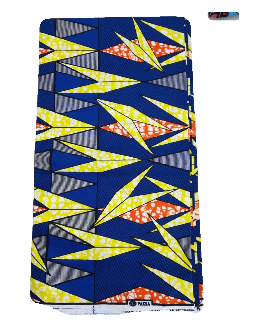 African Print Fabric, Blue And Yellow.