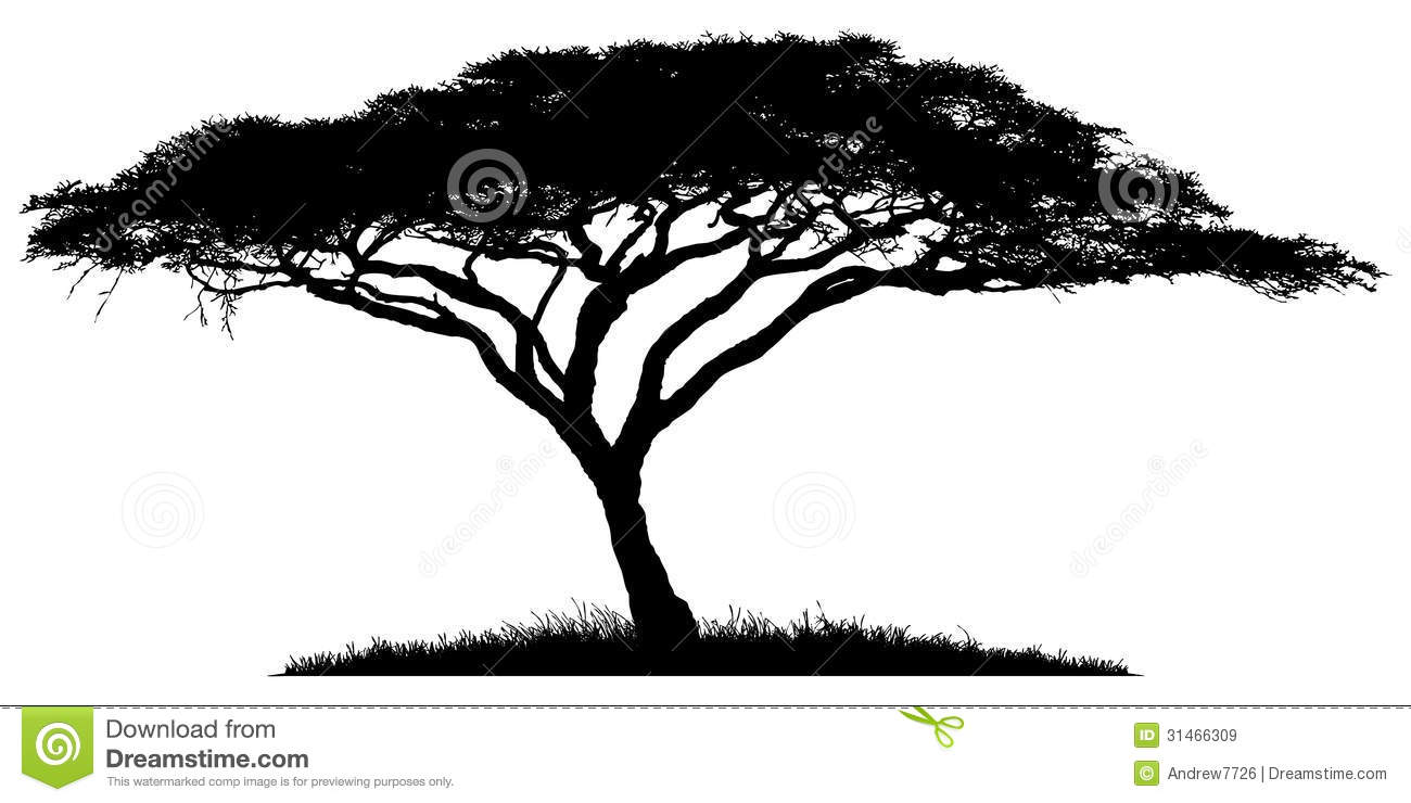 African Savanna Tree Silhouette.