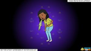 Clipart: Drunk Woman Vomiting After Being Intoxicated on a Purple And Black  Gradient Background.