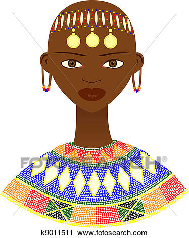 Native African woman Clipart.
