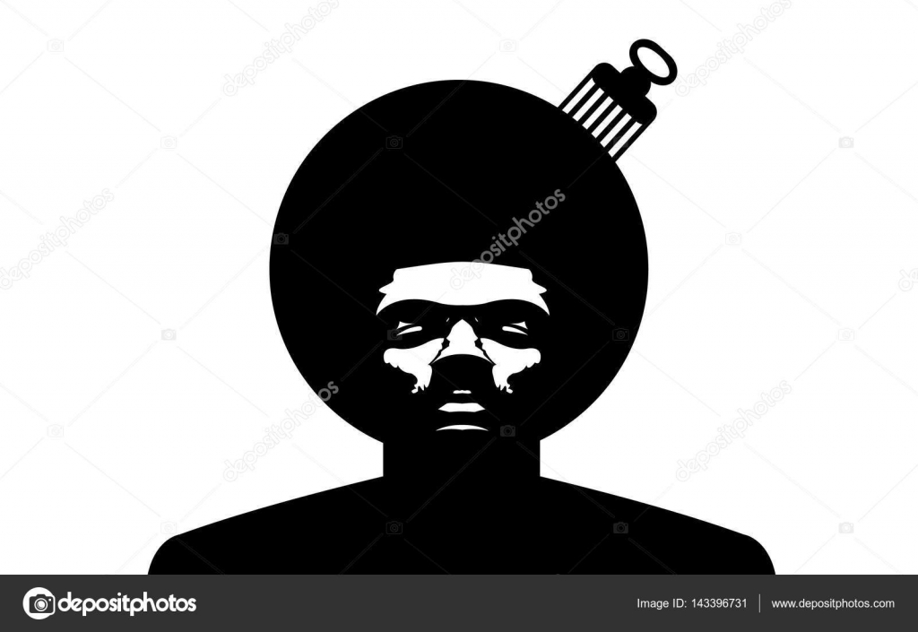 Black Man Afro Silhouette.