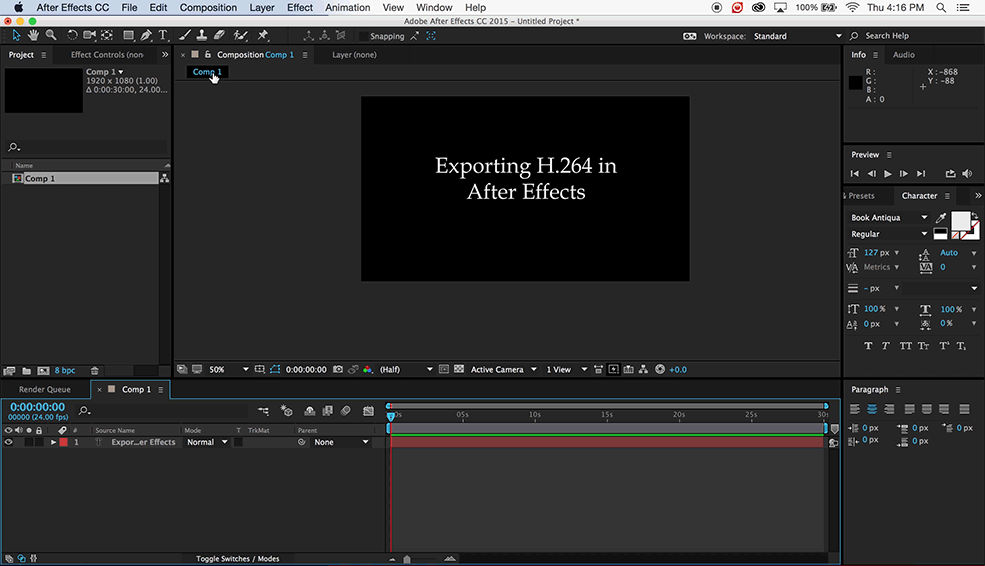 How to Export H.264 Video in After Effects.