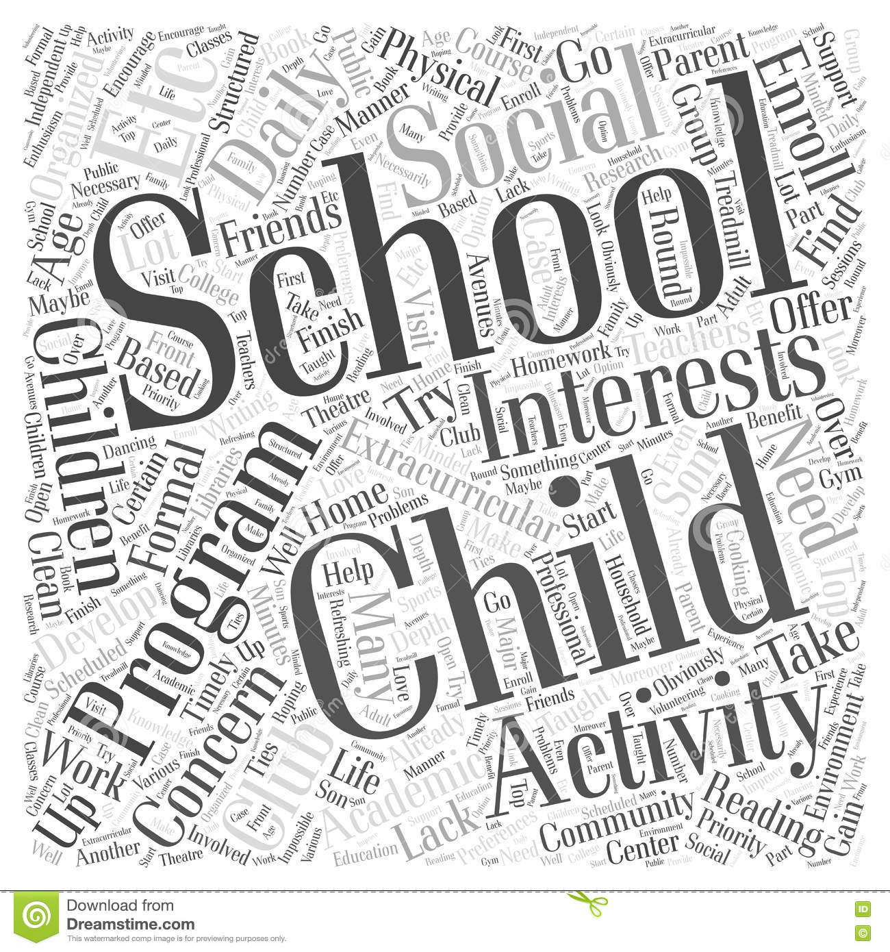 A Home Based After School Program Word Cloud Concept Stock.
