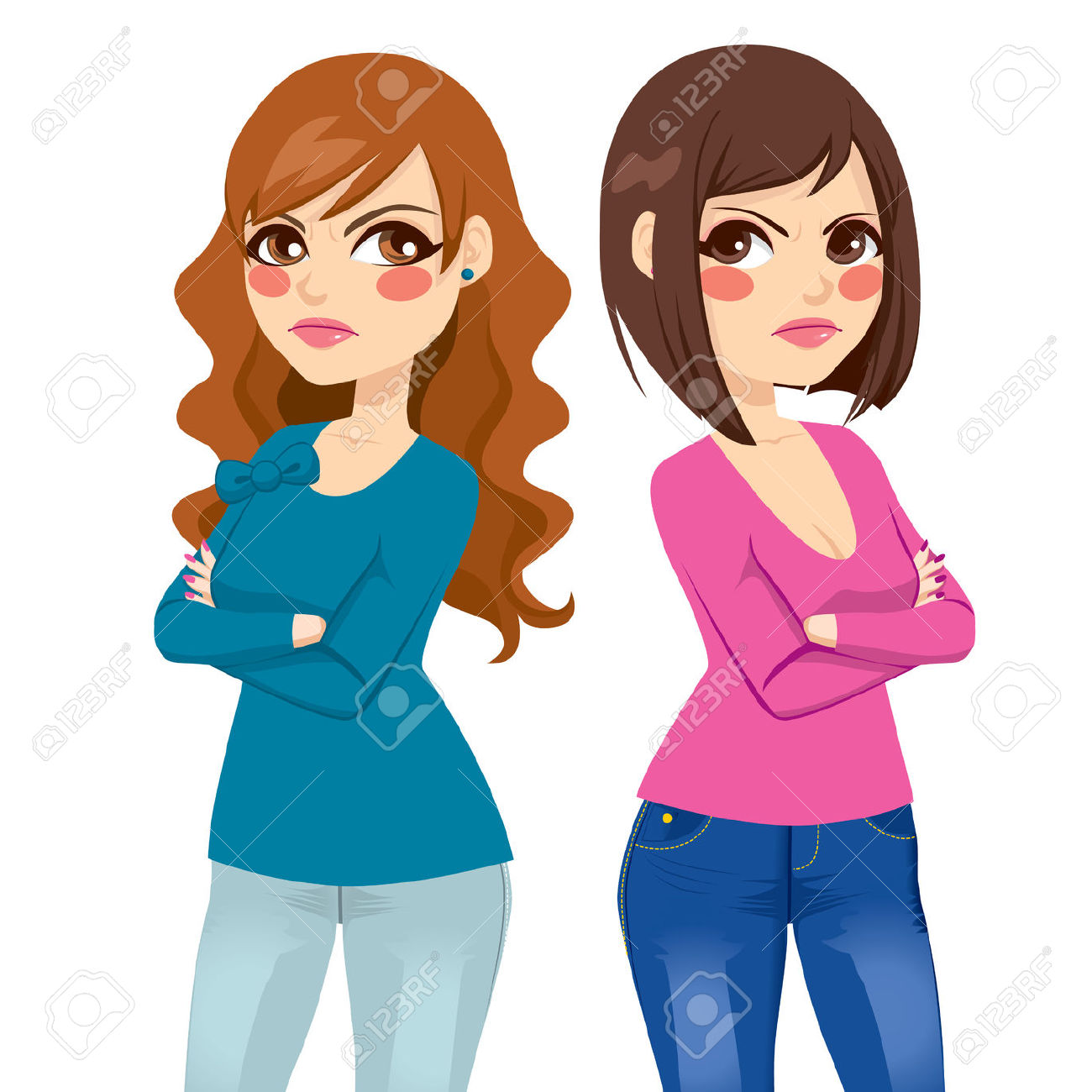 Two people with their backs against each other clipart.
