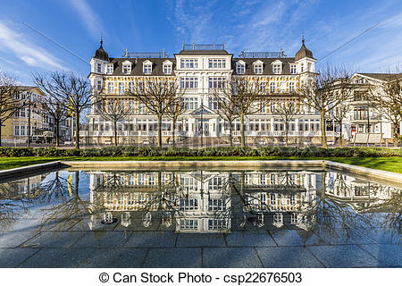 Stock Photography of facade of Ahlbecker Hof in Ahlbeck.