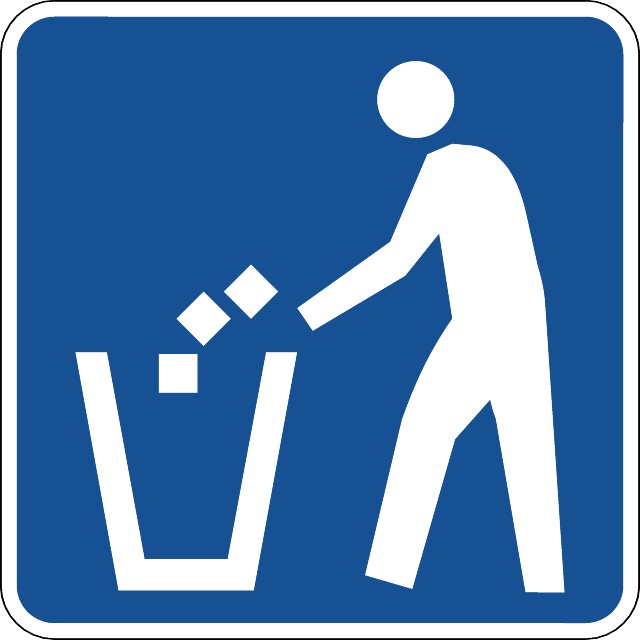 Litter bin vector road sign.