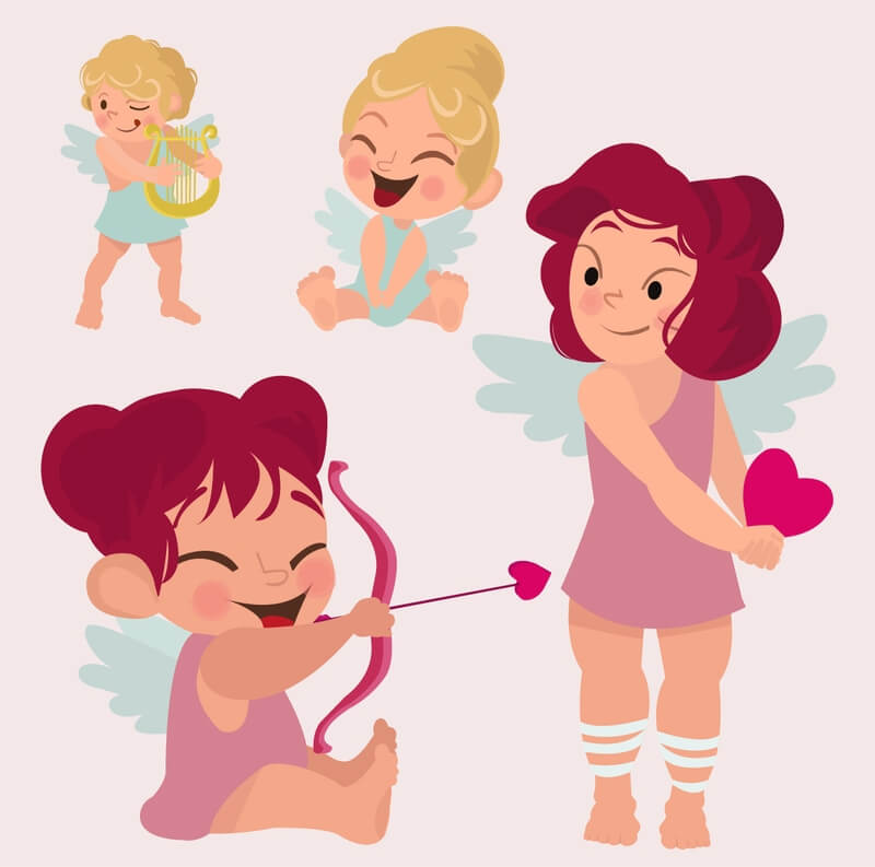 Valentine\'s day cupid clipart for decoration in ai, vector.