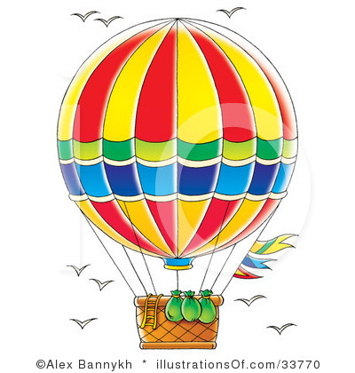 Hot Air Balloon Clip Art Outline.