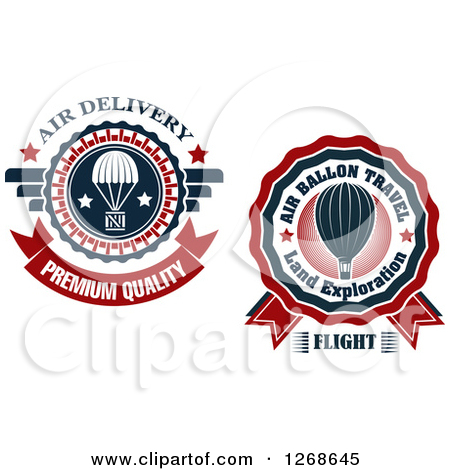 Clipart of a Red White and Blue Airdrop Crate and Parachute Air.
