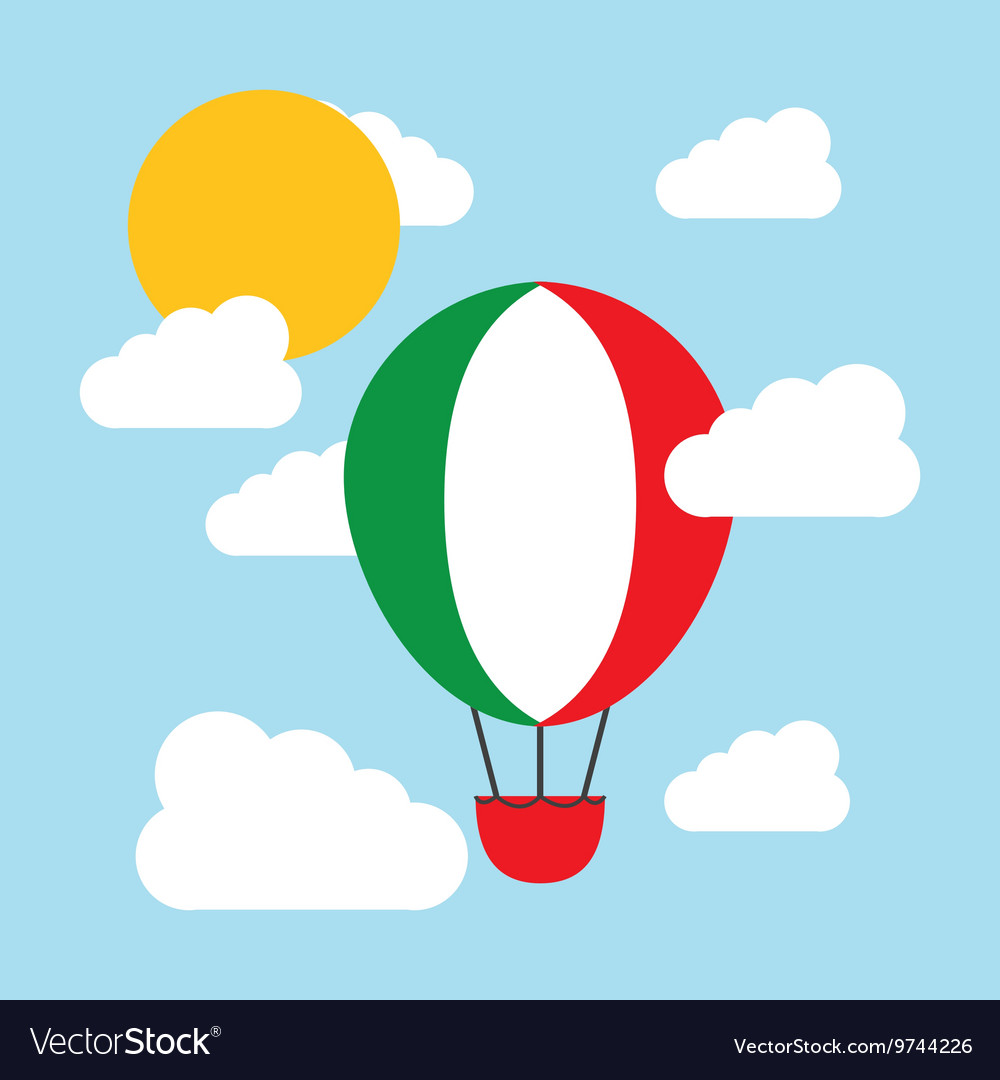 Hot air balloon and flag icon Italy culture.