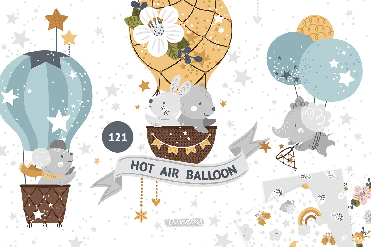Hot Air Balloon Clipart & Patterns.