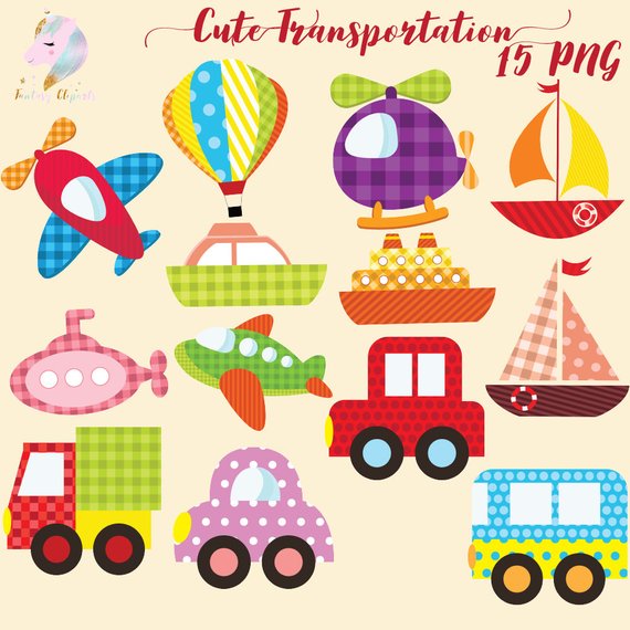 Cute transportation, transport clipart, air transportation.