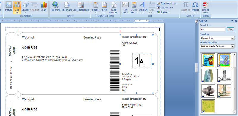 Boarding Pass Templates for Invitations & Gifts.