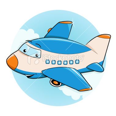 Vector cartoon cheerful airplane character flying in the.