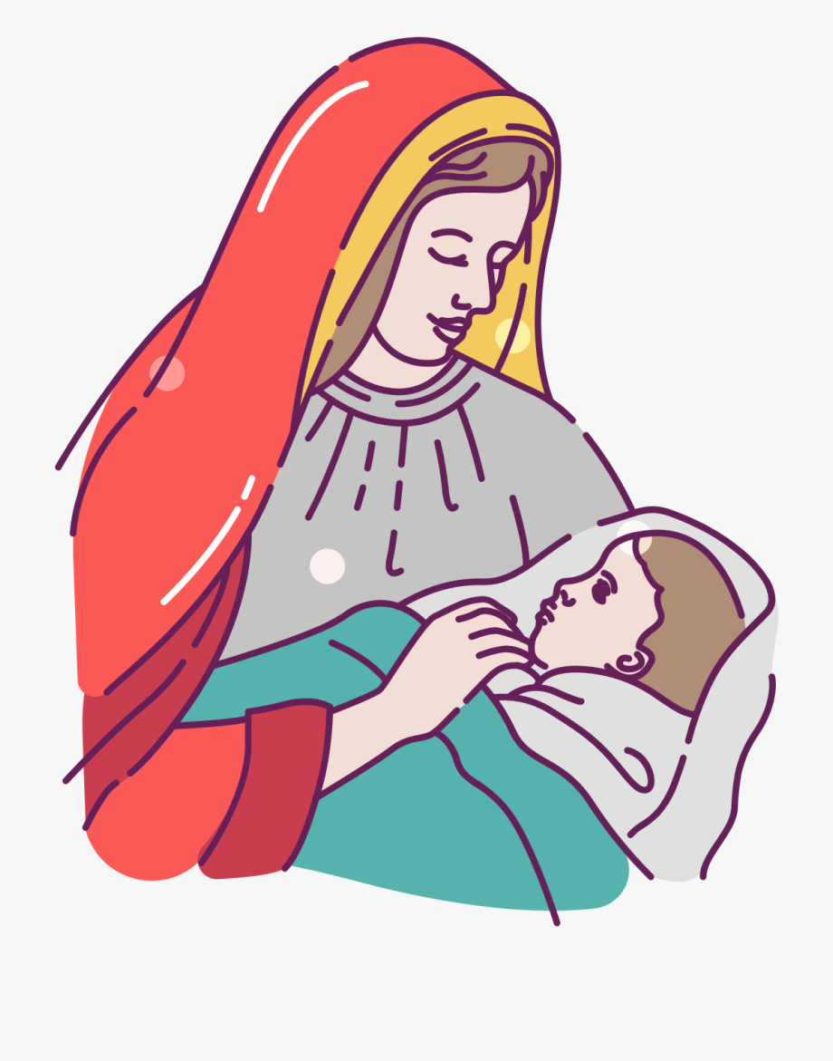 Beautiful Mary With Baby Jesus Clip Art Christmas Hq.