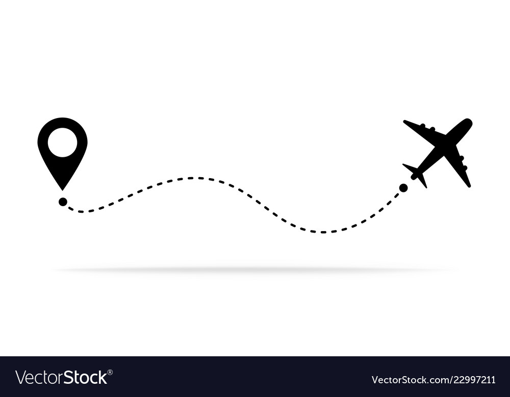 Airplane travel concept with map pins gps points.