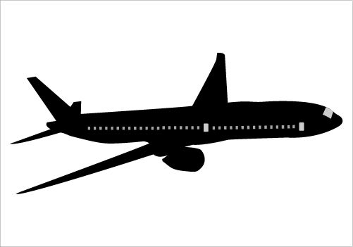 Boeing 777 Silhouette Vector Illustration Flying in the Sky.