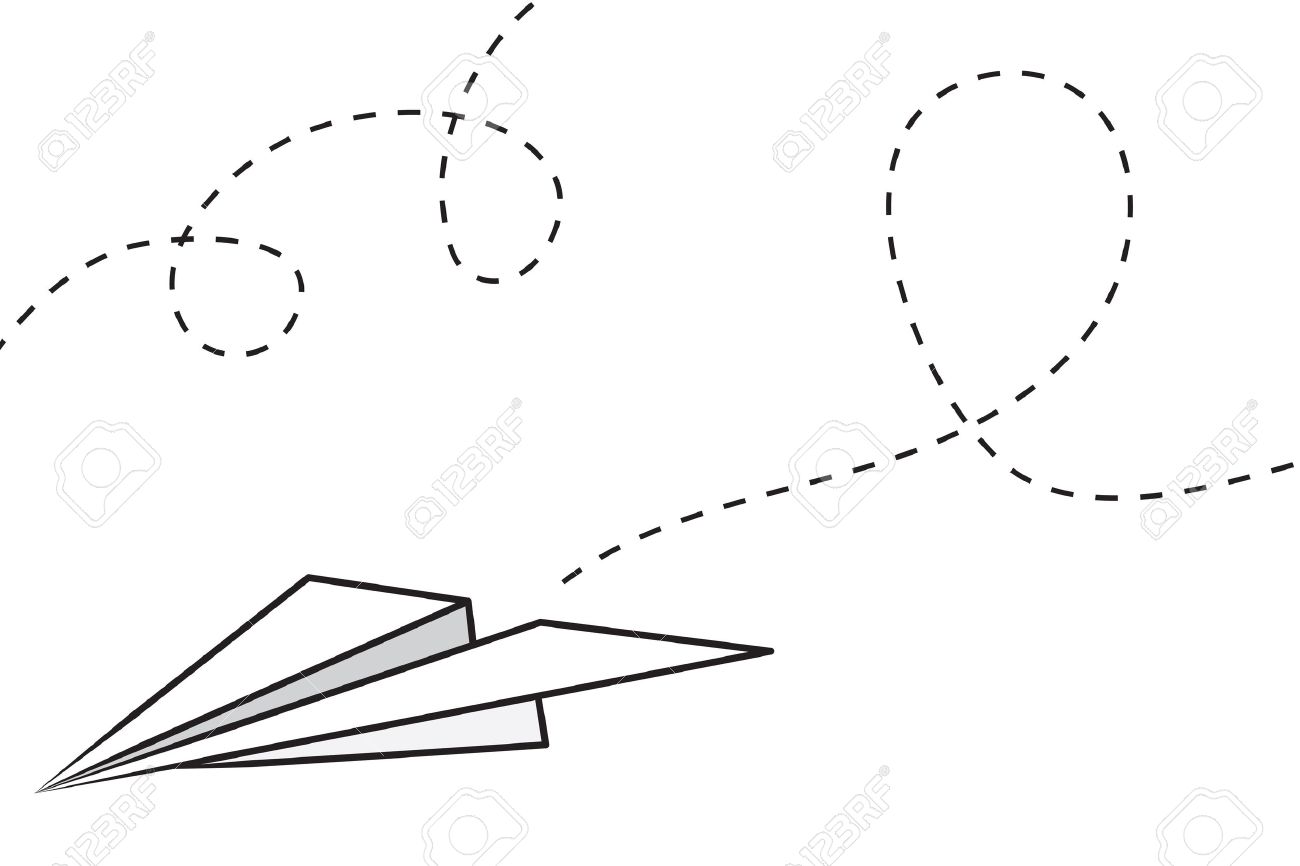 Бумажный самолетик с пунктиром