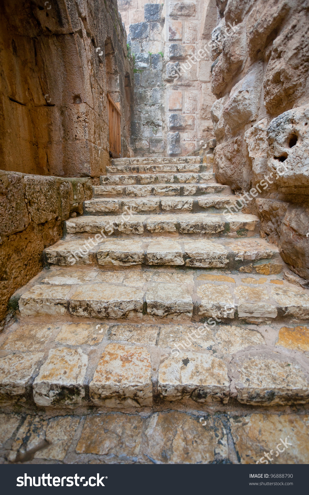 Stone Steps Entrance Medieval Ajlun Castle Stock Photo 96888790.