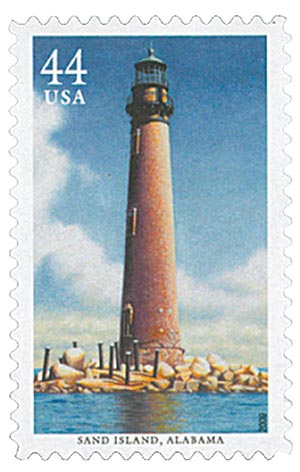 2009 44c Gulf Coast Lighthouses: Sand Island, Alabama for.