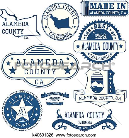 Clip Art of Alameda county, CA. Stamps and signs k40691326.