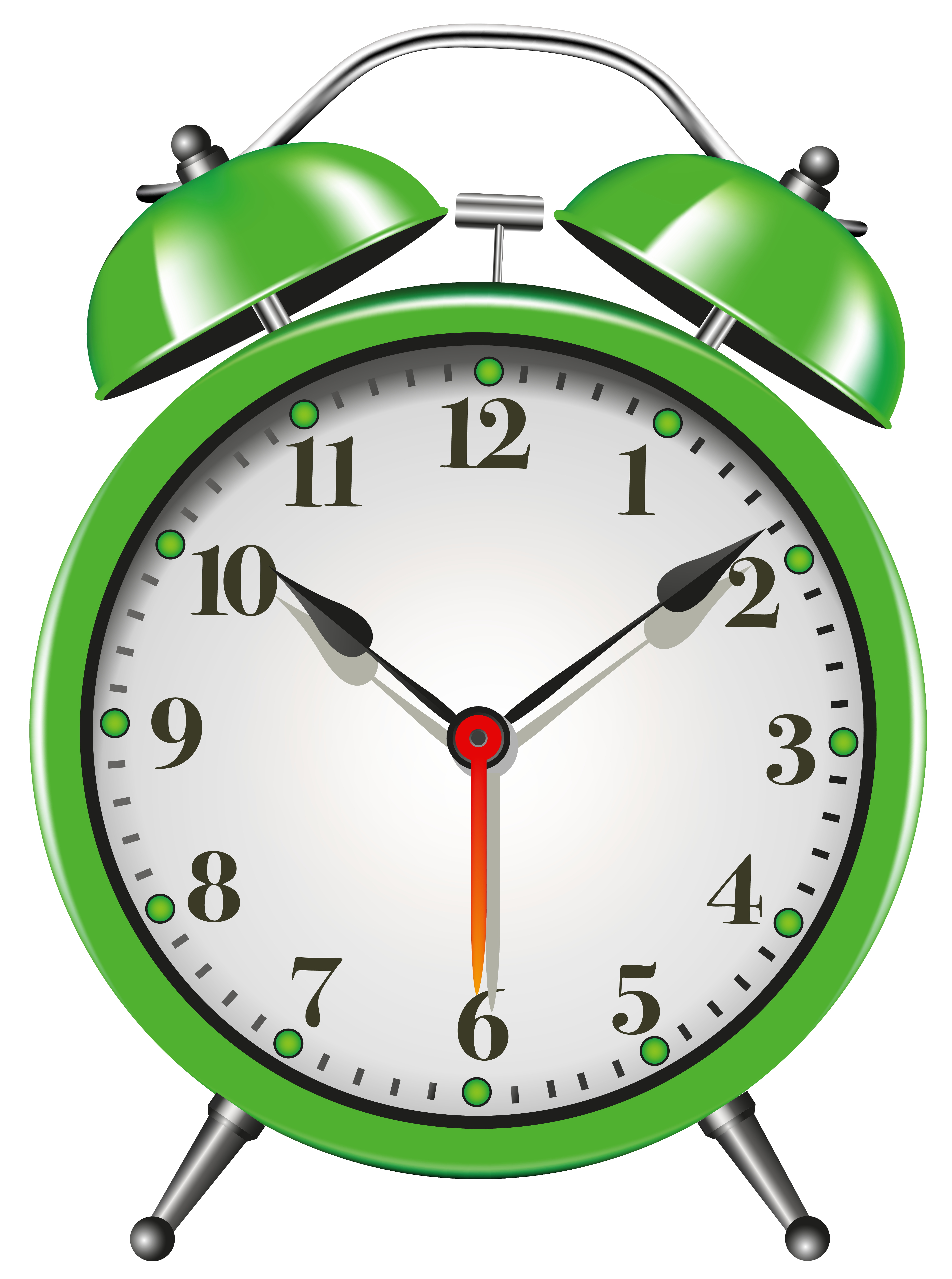 Green Alarm Clock PNG Clip Art.