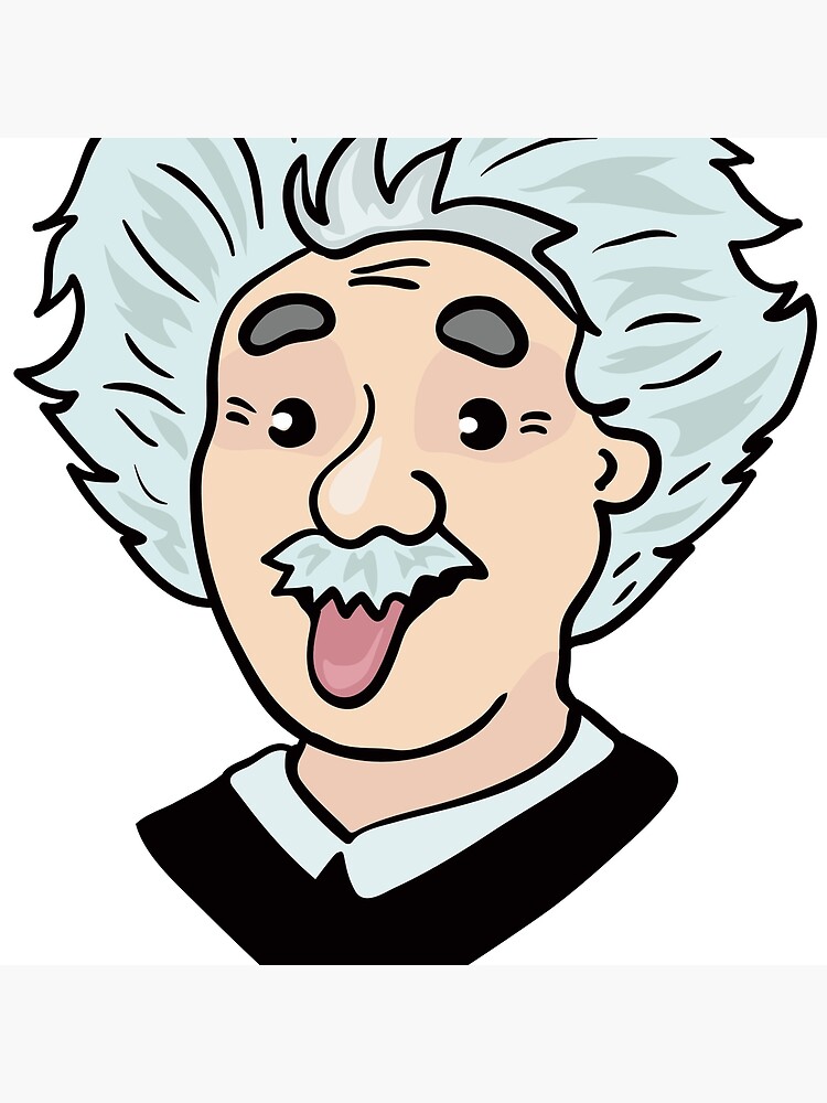 Albert Einstein funny illustration with tongue out.
